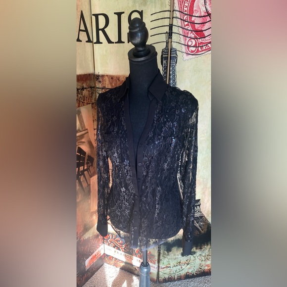 Express Black Lace Blouse, Size XS - Picture 2 of 4